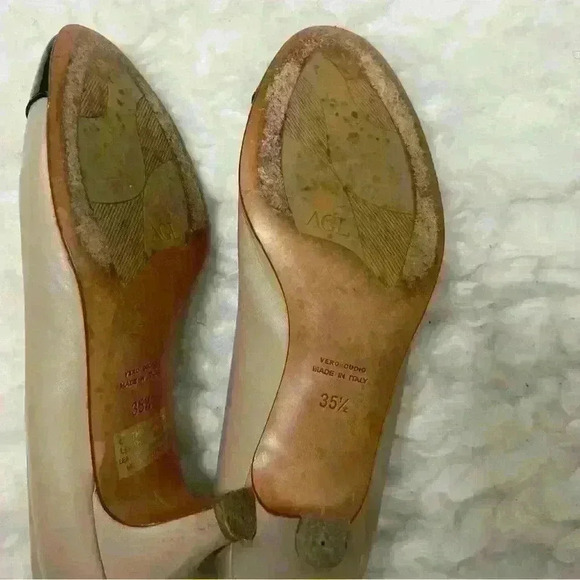 Agl Black Patent Brown Leather Cap Toe Slip On Block - Picture 8 of 8